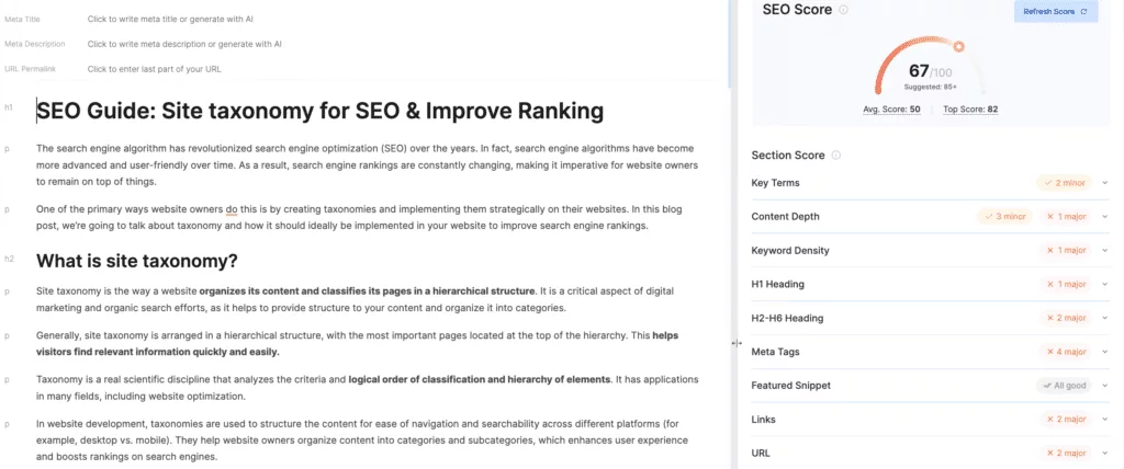 Content Score Optimize On Page Seo